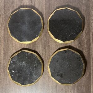 Black and Gold Stone Coasters Set